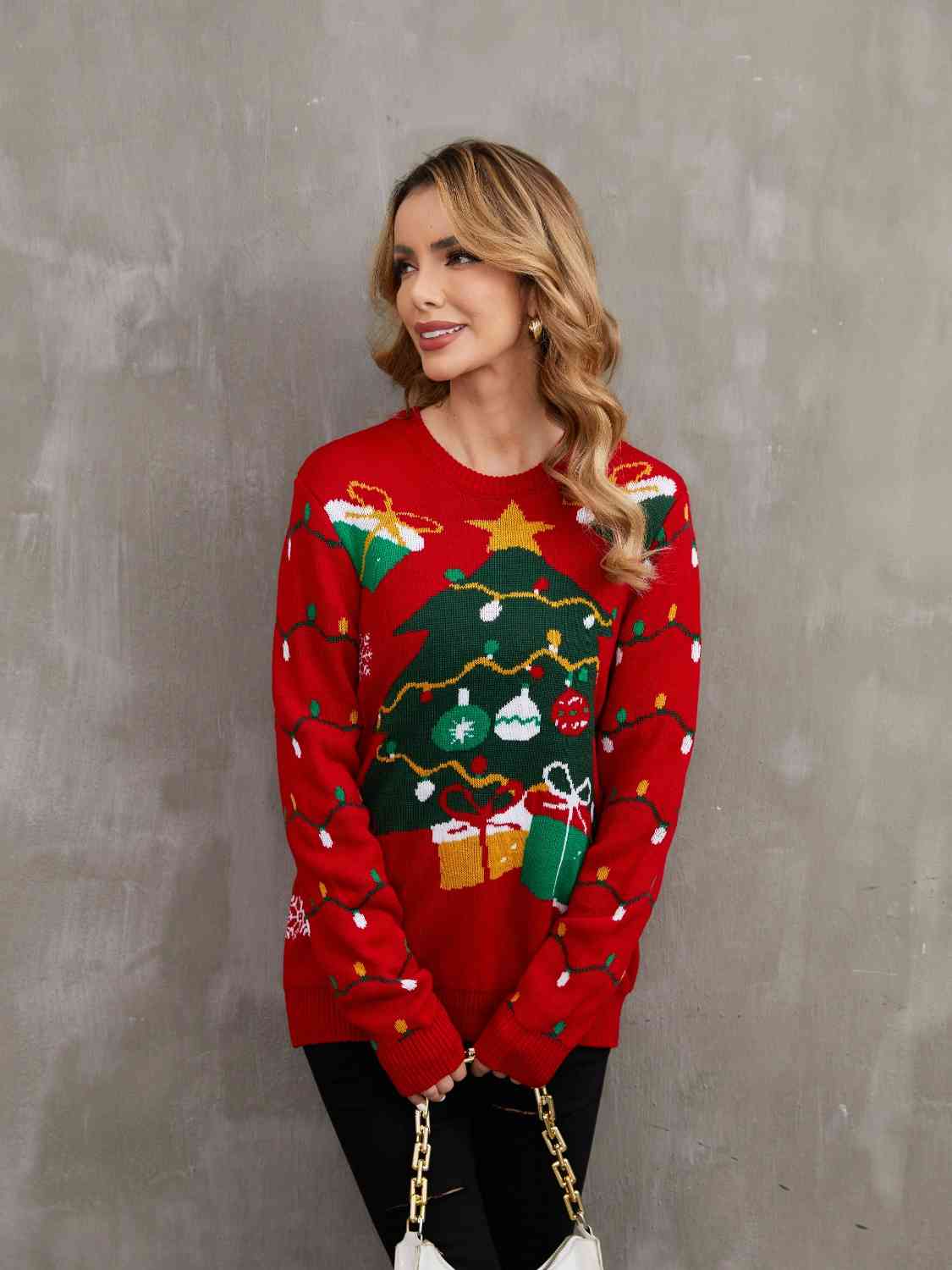 Christmas Theme Round Neck Sweater - Sweaters - Shirts & Tops - 3 - 2024