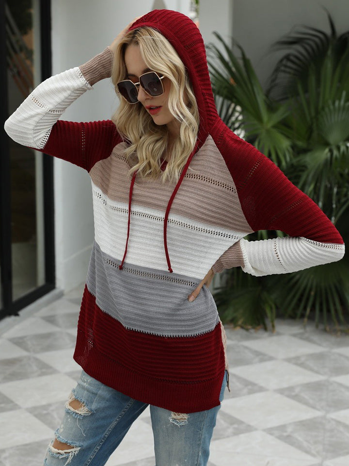 Color Block Hooded Sweater - Sweaters - Shirts & Tops - 5 - 2024
