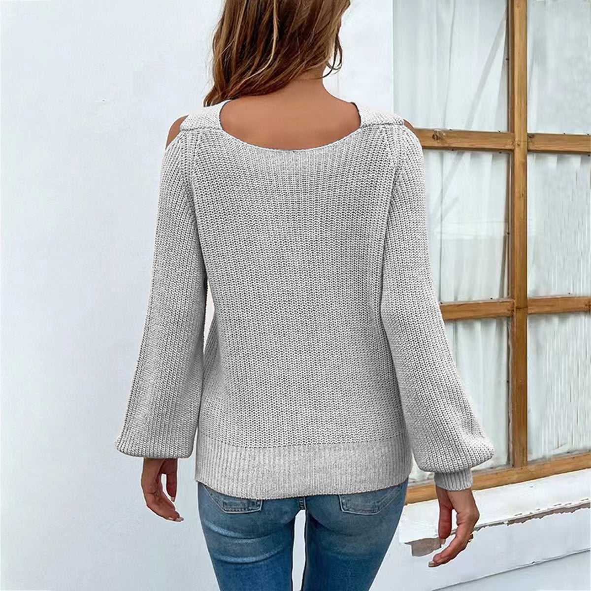 Crisscross Cold-Shoulder Sweater - Sweaters - Shirts & Tops - 12 - 2024