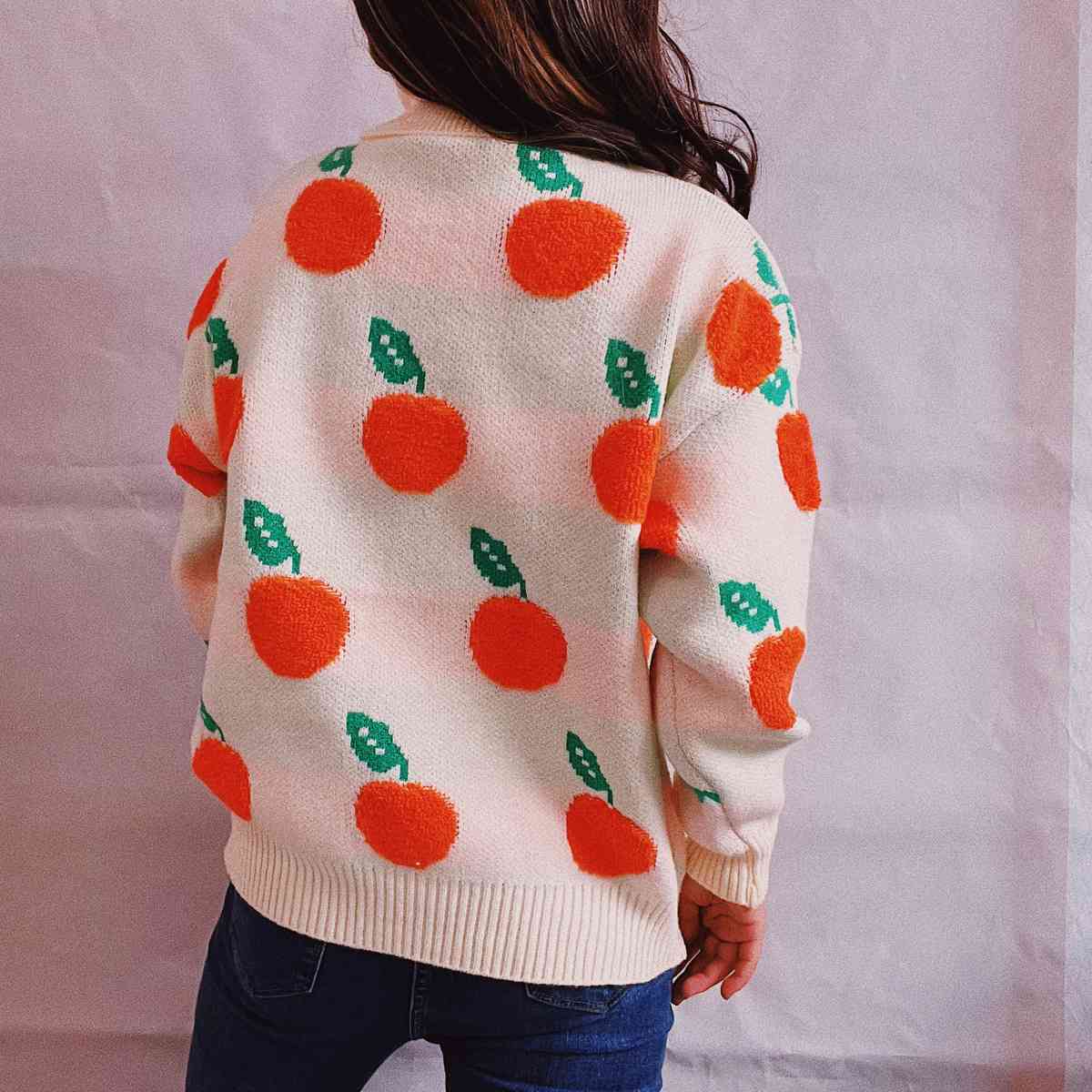 Fruit Pattern Turtleneck Dropped Sweater - Sweaters - Shirts & Tops - 2 - 2024