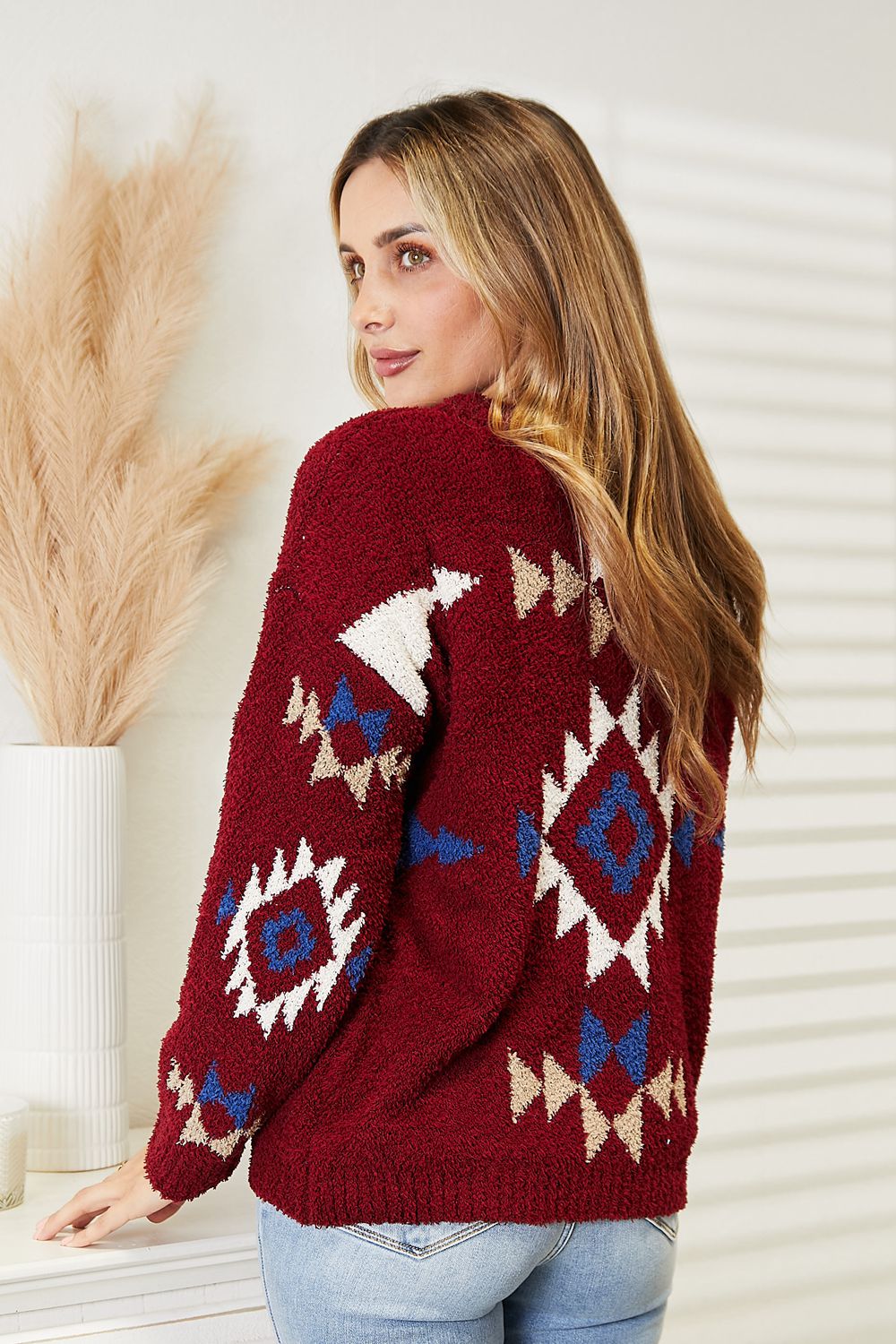 Full Size Aztec Soft Fuzzy Sweater - Sweaters - Shirts & Tops - 8 - 2024
