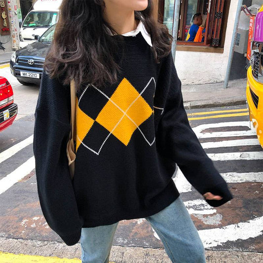 Geometric Patterned Autumn Sweater - Sweaters - Shirts & Tops - 1 - 2024