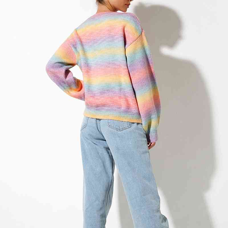 Gradient Round Neck Long Sleeve Sweater - Sweaters - Shirts & Tops - 3 - 2024