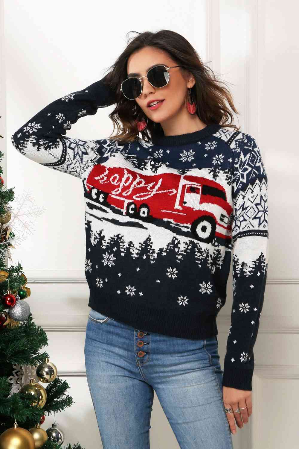 HAPPY Christmas Raglan Sleeve Sweater - Sweaters - Shirts & Tops - 4 - 2024