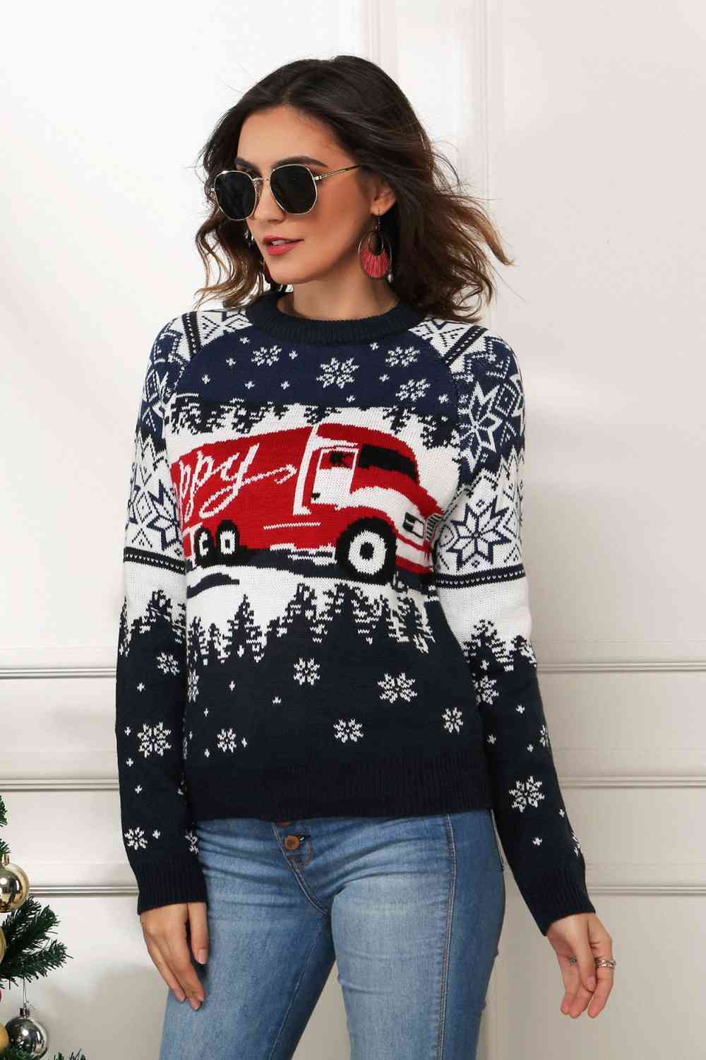 HAPPY Christmas Raglan Sleeve Sweater - Sweaters - Shirts & Tops - 3 - 2024