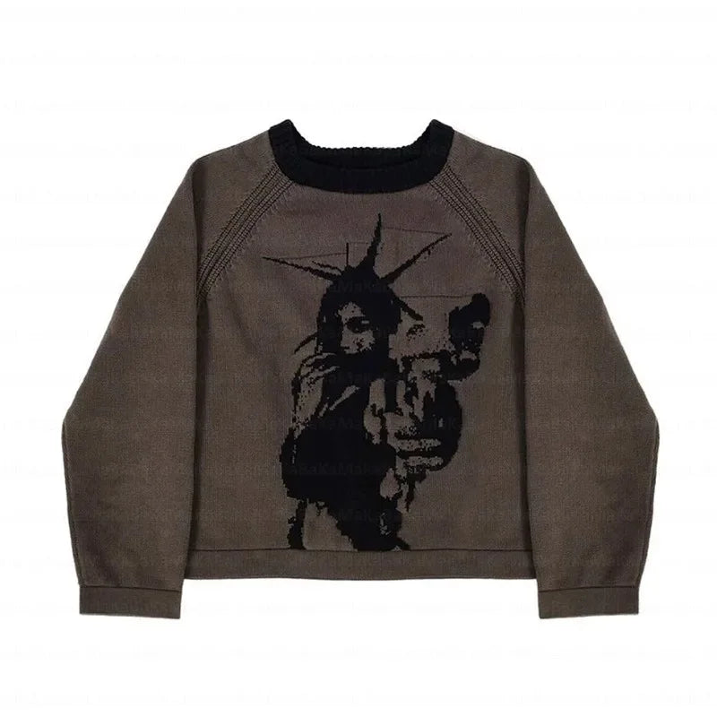 Harajuku Fashion Knitwear - Loose Autumn/Winter Sweaters - Brown / XL - Sweaters - Shirts & Tops - 5 - 2024