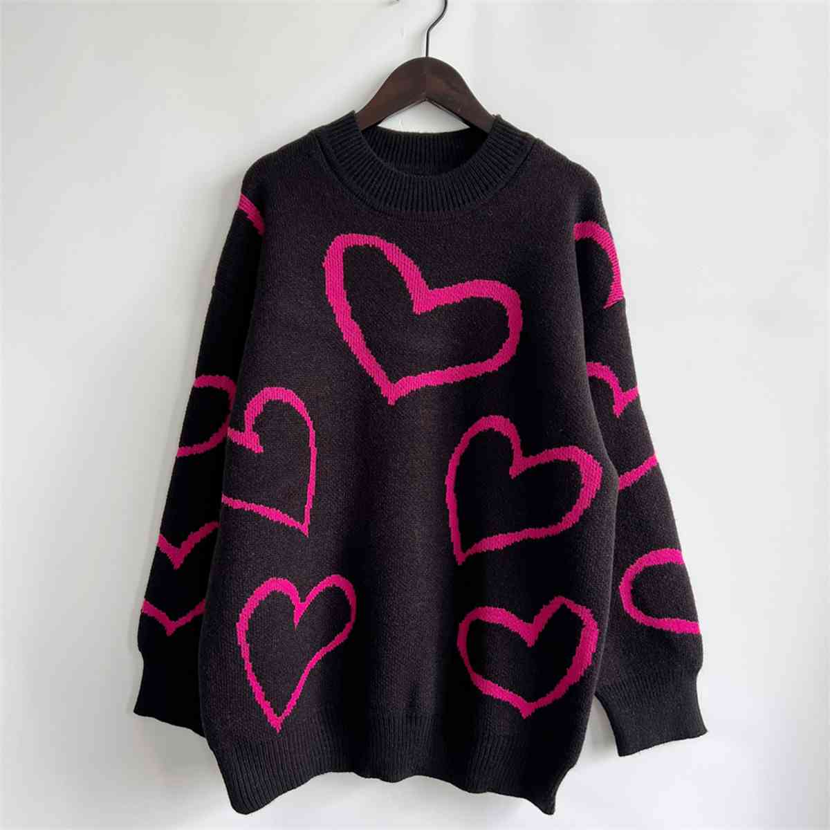 Heart Pattern Long Sleeve Sweater - Sweaters - Shirts & Tops - 3 - 2024
