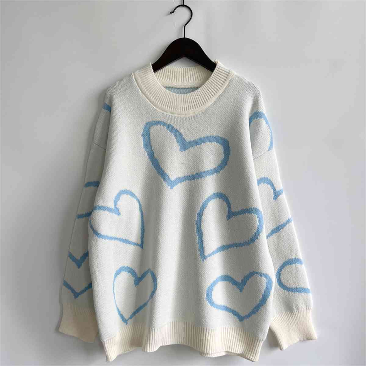 Heart Pattern Long Sleeve Sweater - Sweaters - Shirts & Tops - 11 - 2024