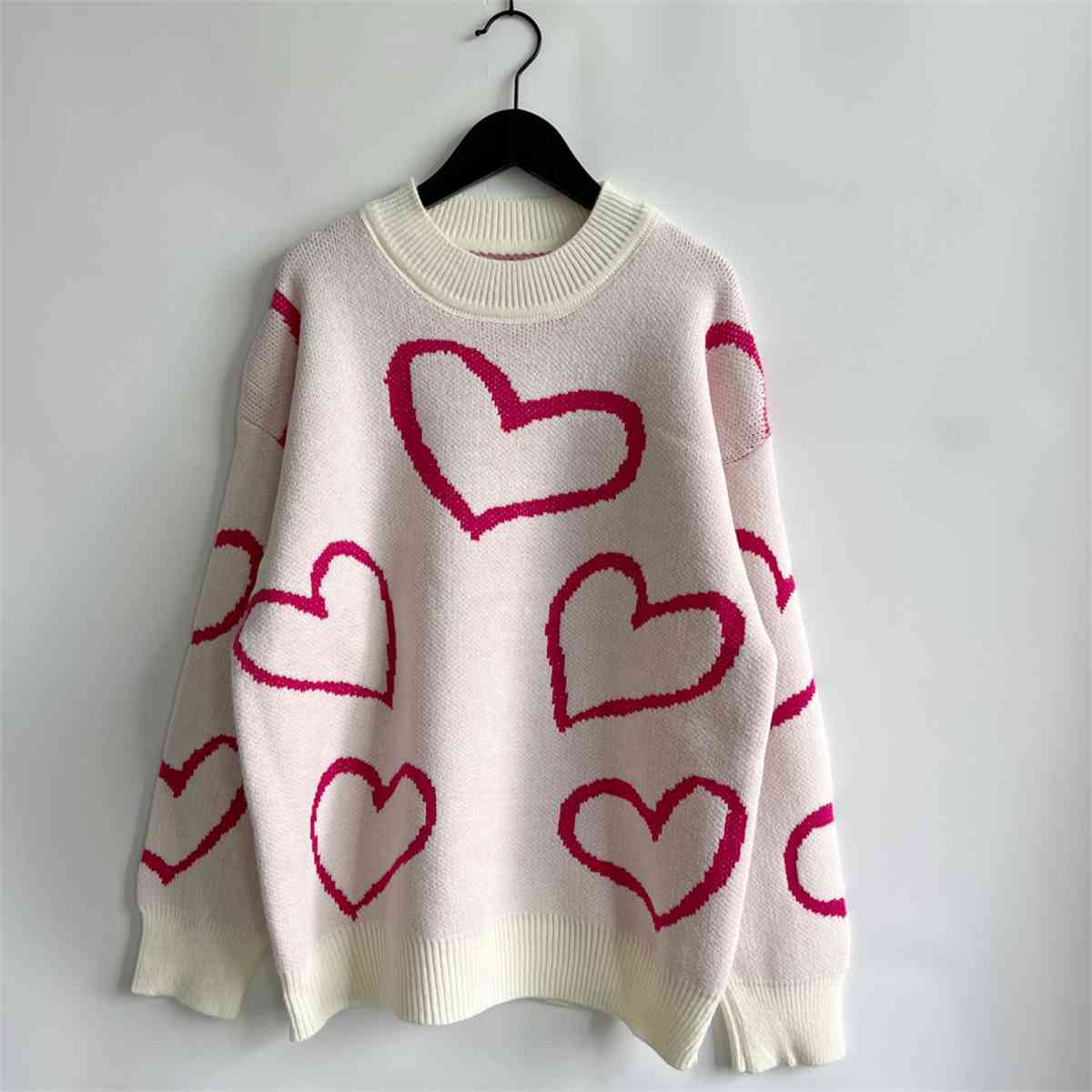 Heart Pattern Long Sleeve Sweater - Sweaters - Shirts & Tops - 7 - 2024