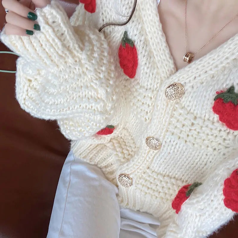 Kawaii Harajuku Style Strawberry Cardigan Sweater - Sweaters - Shirts & Tops - 2 - 2024