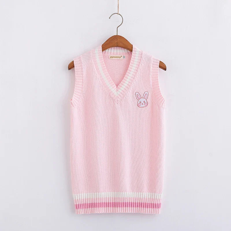Kawaii Pink Pastel Bunny Vest Sweater - Sweaters - Shirts & Tops - 3 - 2024