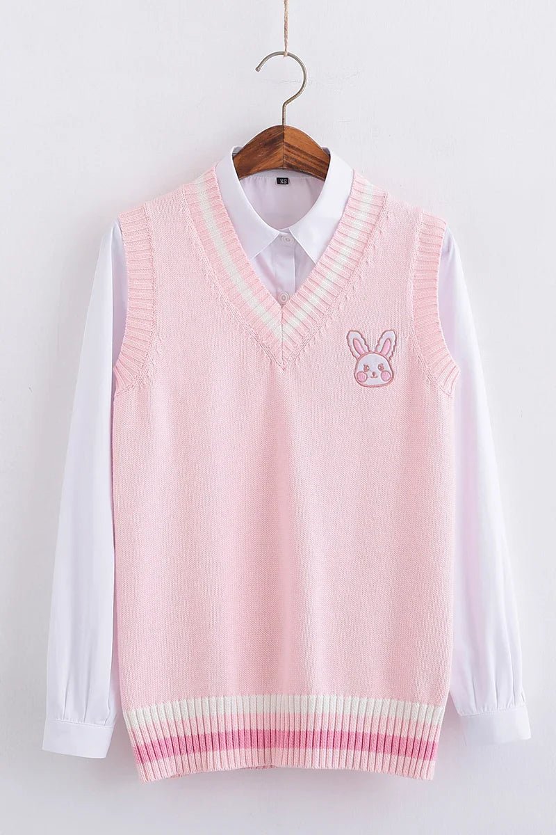 Kawaii Pink Pastel Bunny Vest Sweater - Sweaters - Shirts & Tops - 5 - 2024