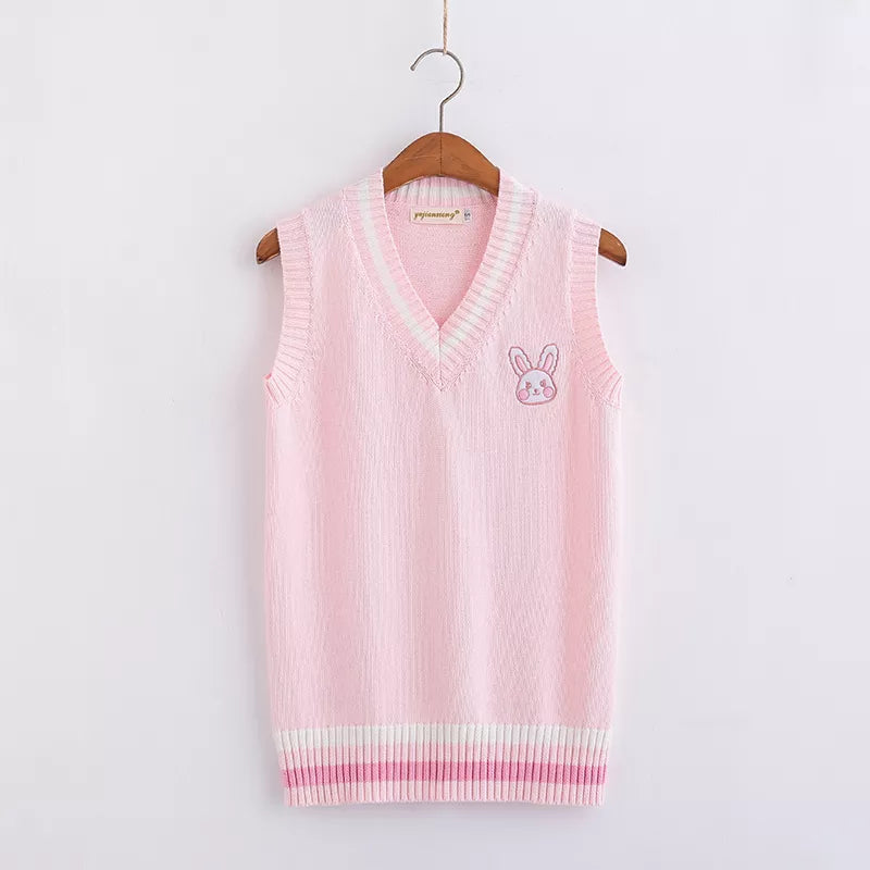 Kawaii Pink Pastel Bunny Vest Sweater - pink / S - Sweaters - Shirts & Tops - 7 - 2024