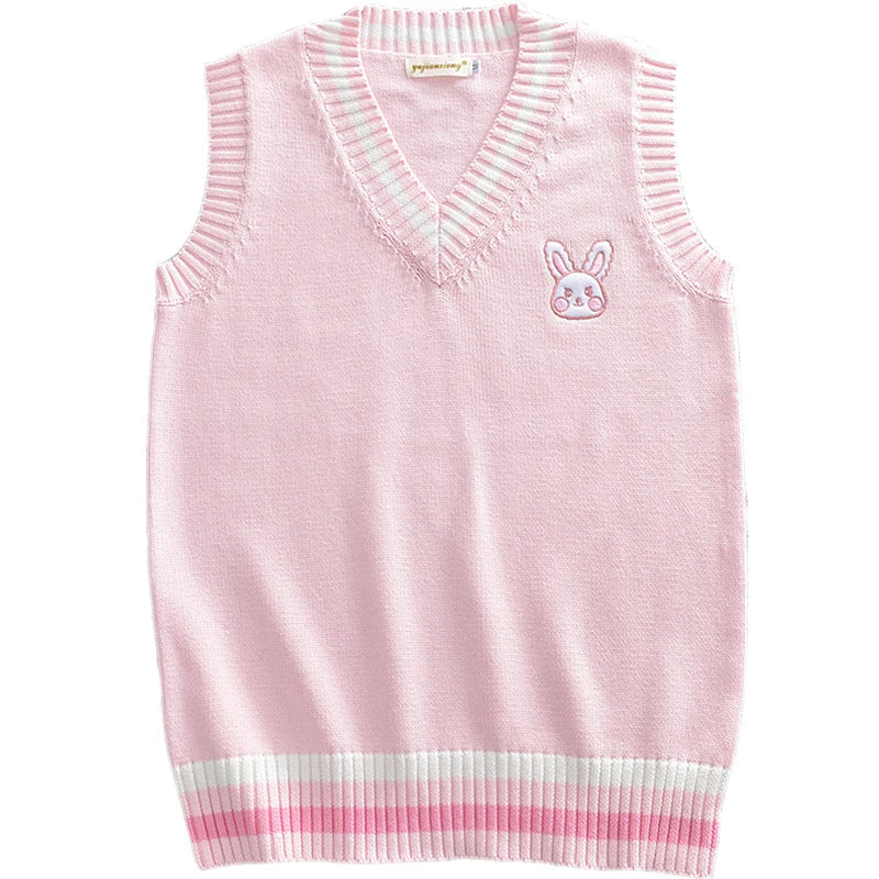 Kawaii Pink Pastel Bunny Vest Sweater - Sweaters - Shirts & Tops - 6 - 2024