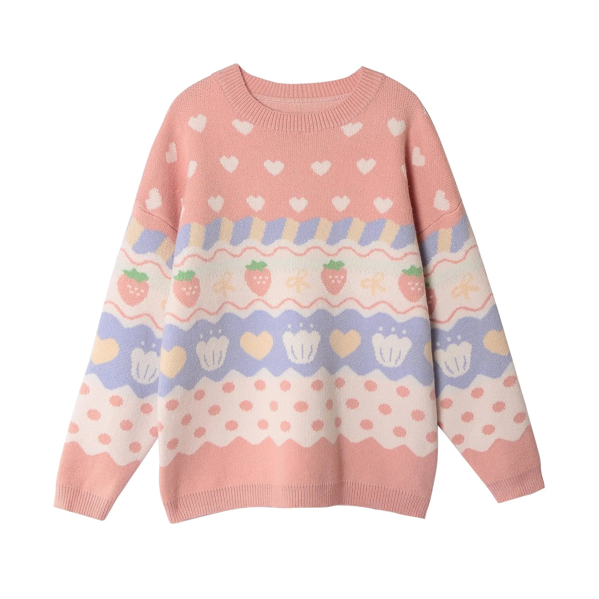Kawaii Pink Strawberry Harajuku Sweater - Pink / One Size - Sweaters - Shirts & Tops - 5 - 2024