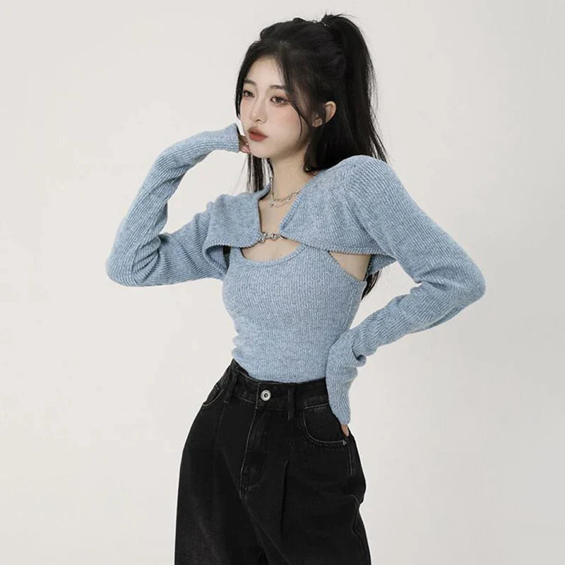 Knitted Sweater Set - Korean Fashion Cardigan + Vest - Sweaters - Shirts & Tops - 5 - 2024