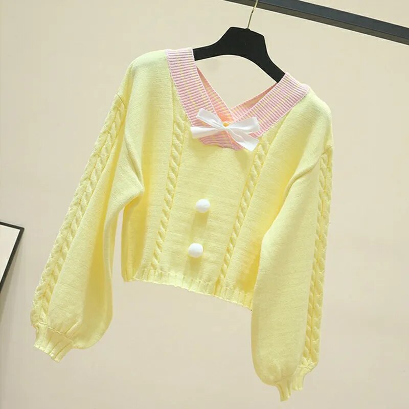 Lucy Lou Style Knit Crop Sweater - Yellow / One Size - Sweaters - Shirts & Tops - 8 - 2024