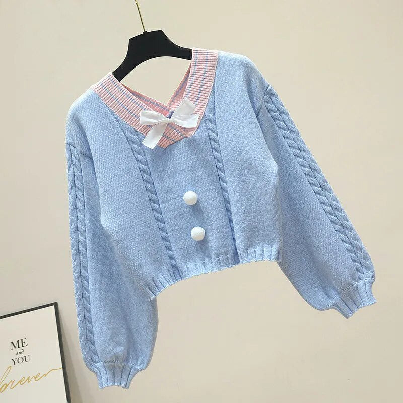 Lucy Lou Style Knit Crop Sweater - Blue / One Size - Sweaters - Shirts & Tops - 7 - 2024