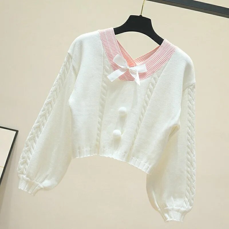 Lucy Lou Style Knit Crop Sweater - White / One Size - Sweaters - Shirts & Tops - 9 - 2024