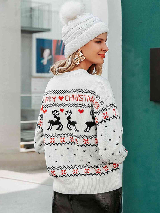 MERRY CHRISTMAS Round Neck Sweater - Sweaters - Shirts & Tops - 2 - 2024