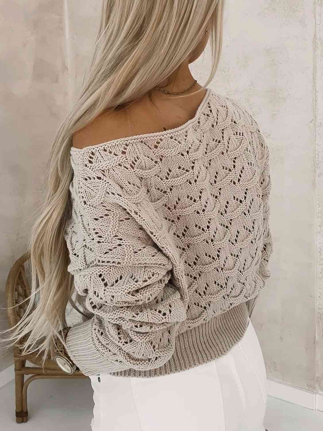 Openwork Plain Pullover Sweater - Sweaters - Shirts & Tops - 2 - 2024