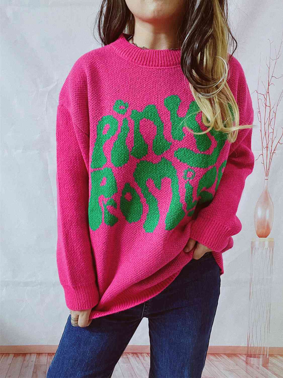 PINKY PROMISE Graphic Sweater - Deep Rose / S - Sweaters - Shirts & Tops - 1 - 2024