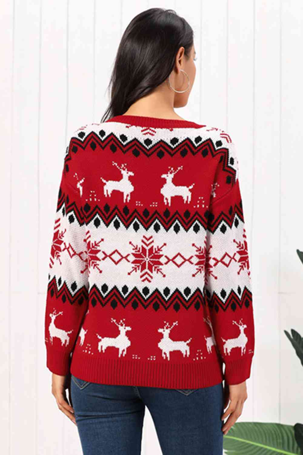 Reindeer Round Neck Sweater - Sweaters - Shirts & Tops - 2 - 2024
