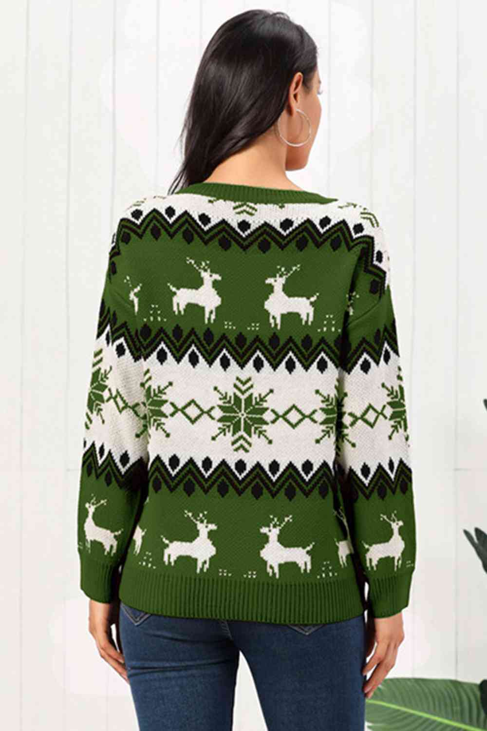 Reindeer Round Neck Sweater - Sweaters - Shirts & Tops - 8 - 2024