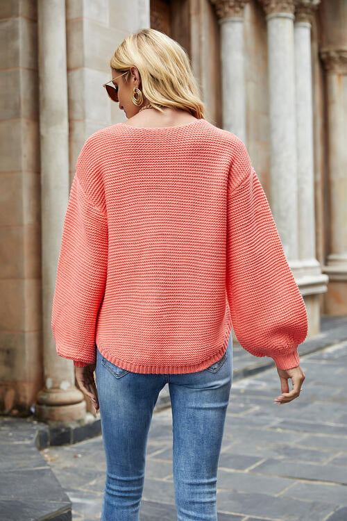 Round Neck Lantern Sleeve Sweater - Sweaters - Shirts & Tops - 2 - 2024