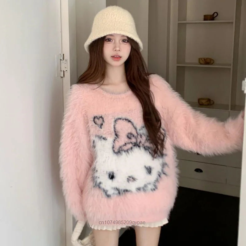 Sanrio Hello Kitty Soft Pullover - Korean Cute Pink Knitted Sweater - Sweaters - Shirts & Tops - 3 - 2024