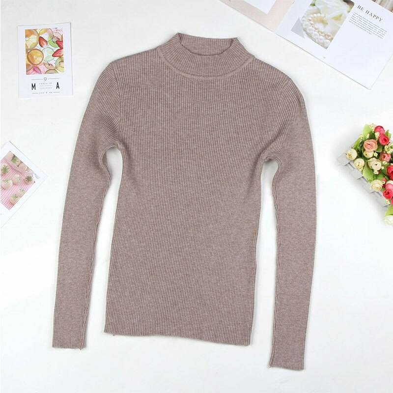 Solid Turtleneck Sweater - Khaki / L - Sweaters - Shirts & Tops - 23 - 2024