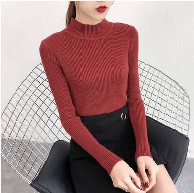 Solid Turtleneck Sweater - Red / L - Sweaters - Shirts & Tops - 27 - 2024