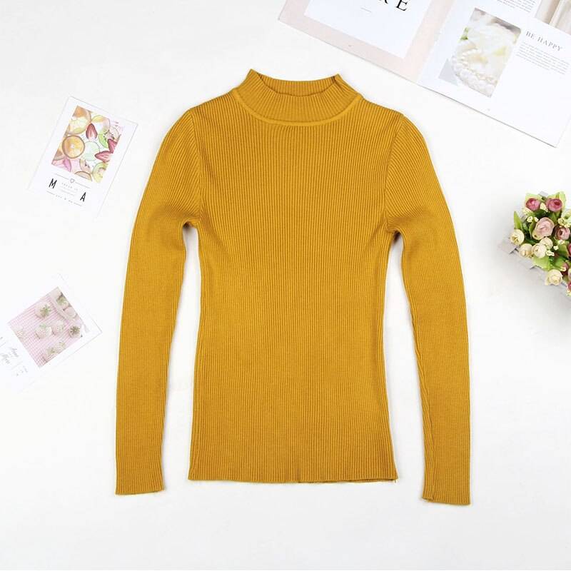 Solid Turtleneck Sweater - Yellow / L - Sweaters - Shirts & Tops - 18 - 2024