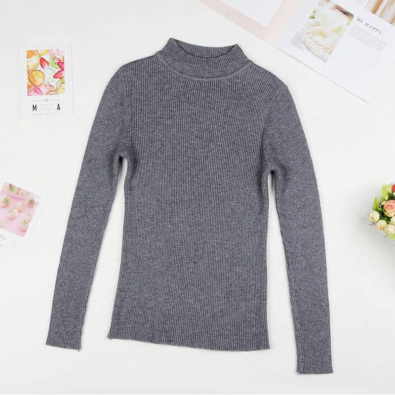 Solid Turtleneck Sweater - Gray / L - Sweaters - Shirts & Tops - 22 - 2024