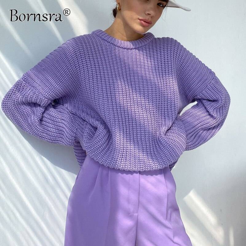 Women’s Oversized Knitted Sweater - Purple / One Size - Sweaters - Shirts & Tops - 17 - 2024