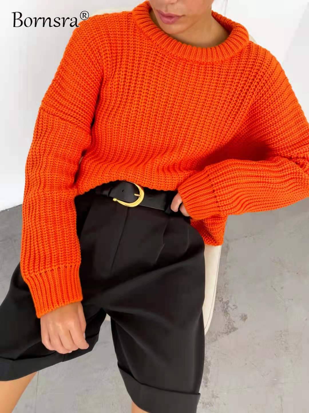 Women’s Oversized Knitted Sweater - Orange / One Size - Sweaters - Shirts & Tops - 20 - 2024