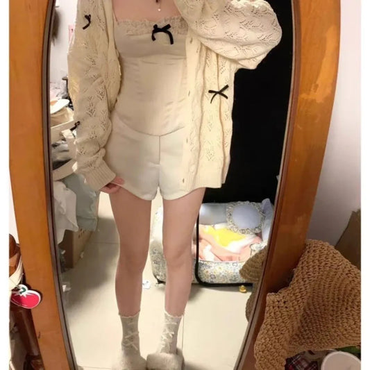 Sweet Bow Hollow Knit Cardigan - Women’s Clothing & Accessories - Cardigans - 2