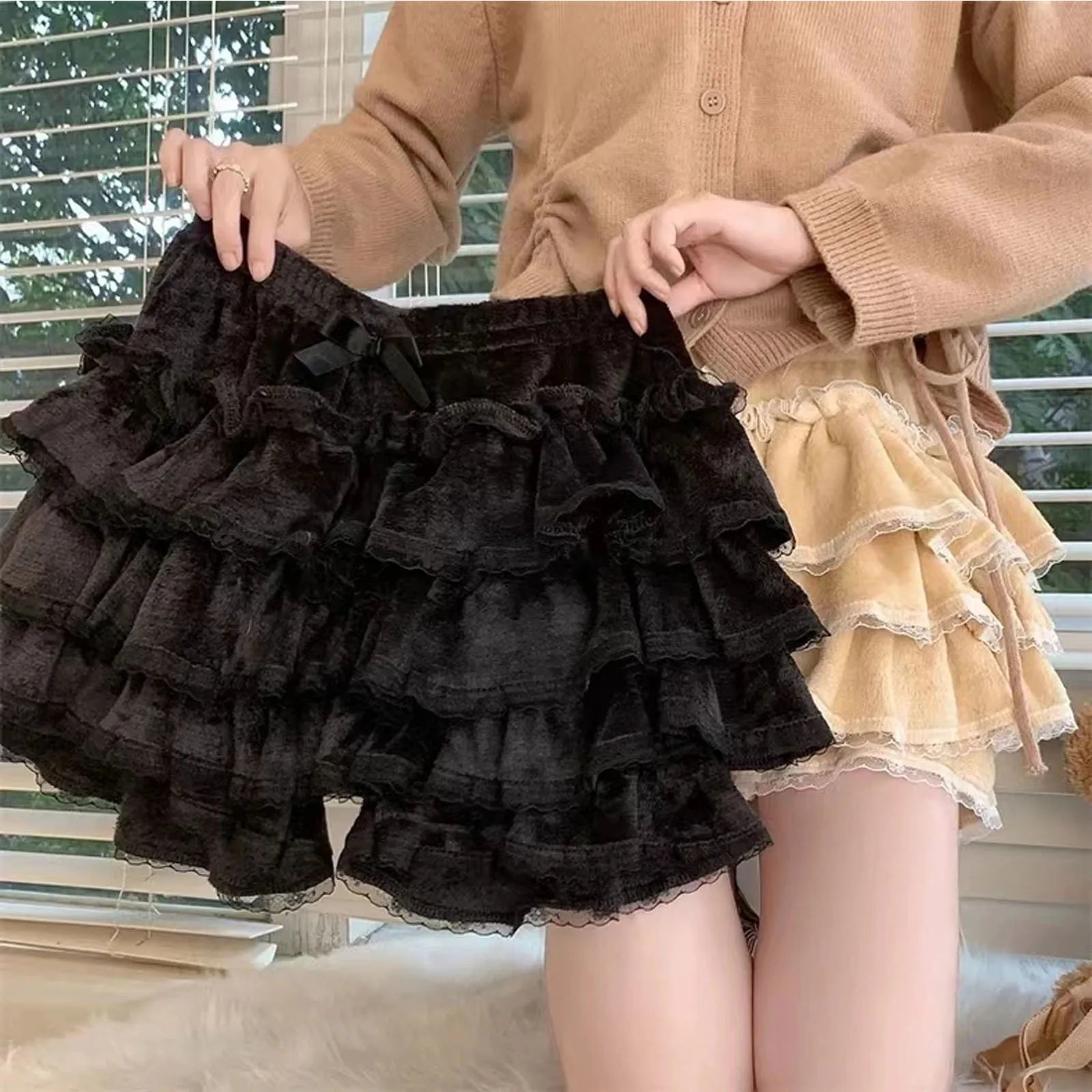 Sweet Chic Plush Bloomers Kawaii Lace Bow - D-Black / one size - Shorts - Shorts - 12 - 2024