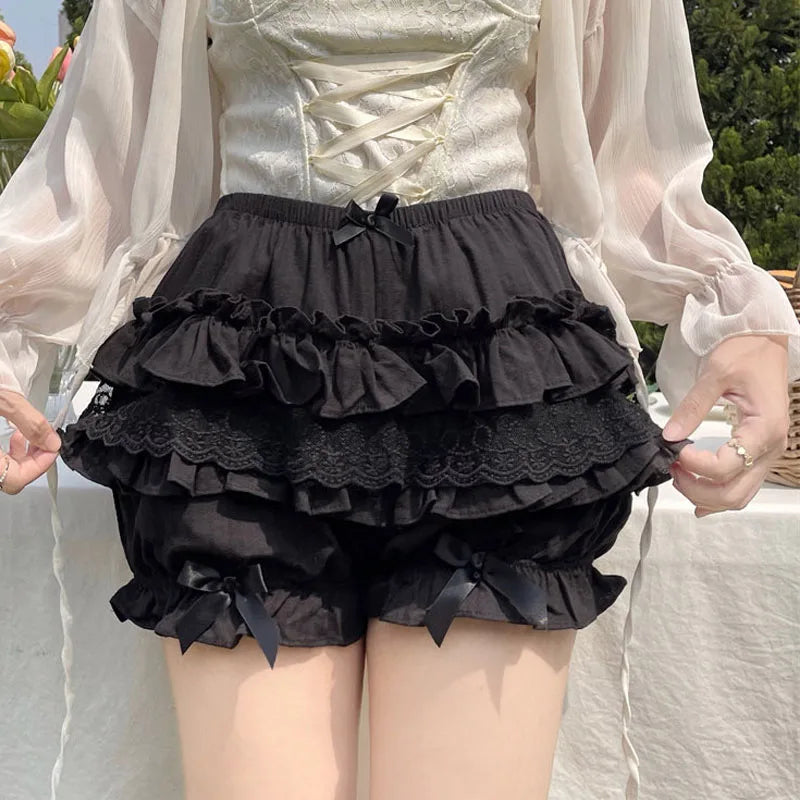 Sweet Chic Plush Bloomers Kawaii Lace Bow - B-Black / one size - Shorts - Shorts - 7 - 2024