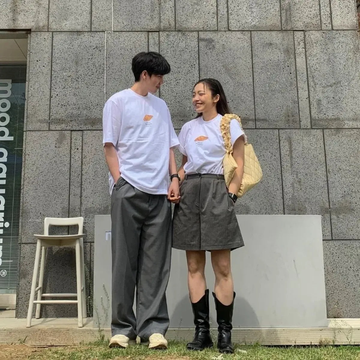 Sweet Croissant Print Loose Cotton Tee - T-Shirts - T-Shirt - 6