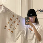 Sweet Croissant Print Loose Cotton Tee - T-Shirts - T-Shirt - 8