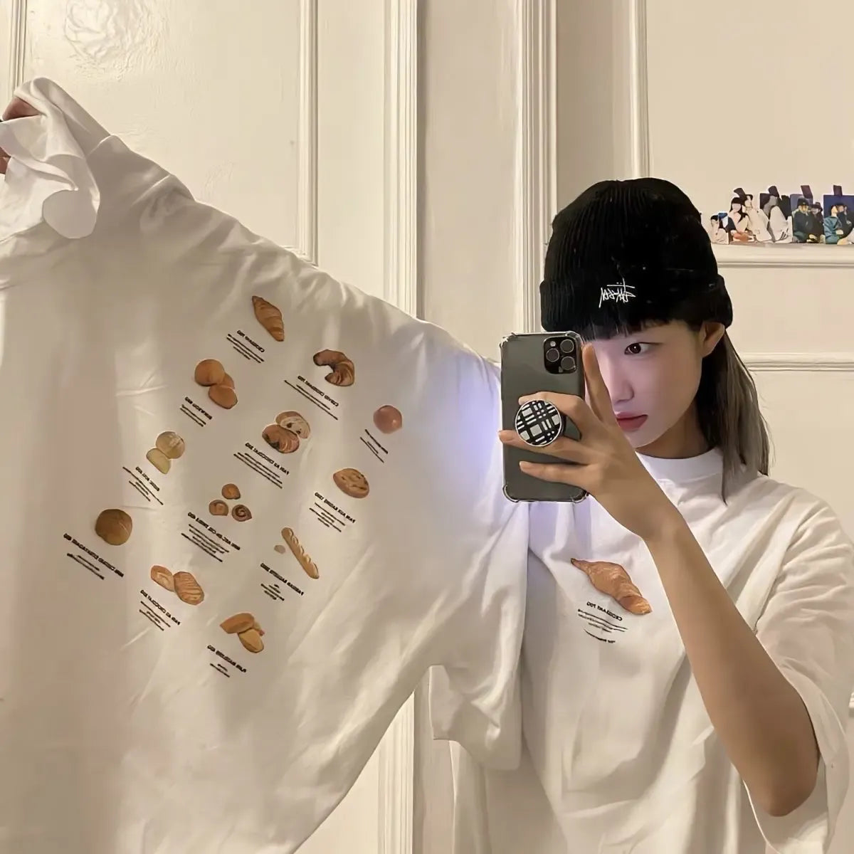 Sweet Croissant Print Loose Cotton Tee - T-Shirts - T-Shirt - 8