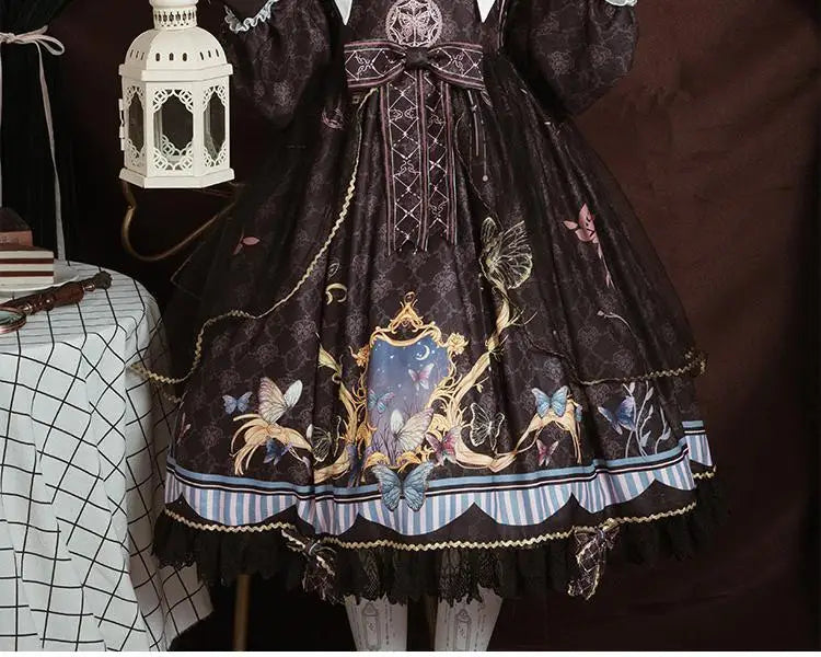 Sweet Gothic Lolita Dress - Autumn Elegance Bowknot & Lace Ruffles - All Dresses - Dresses - 25 - 2024