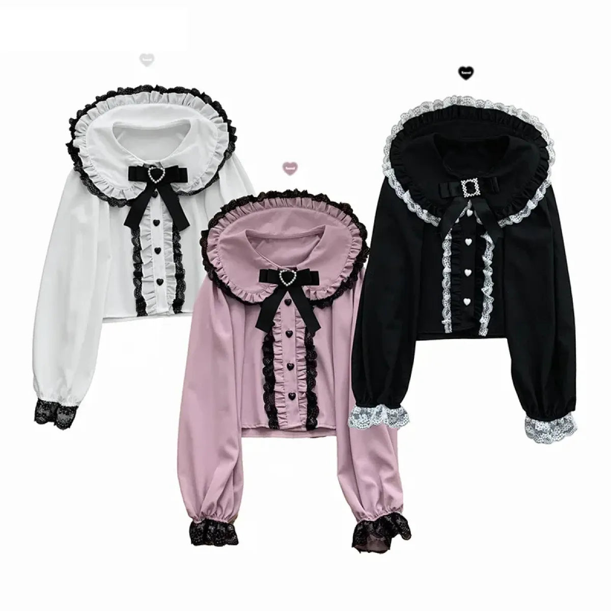 Sweet Harajuku Lace Ruffle Blouse - Women’s Clothing & Accessories - Shirts & Blouses - 1