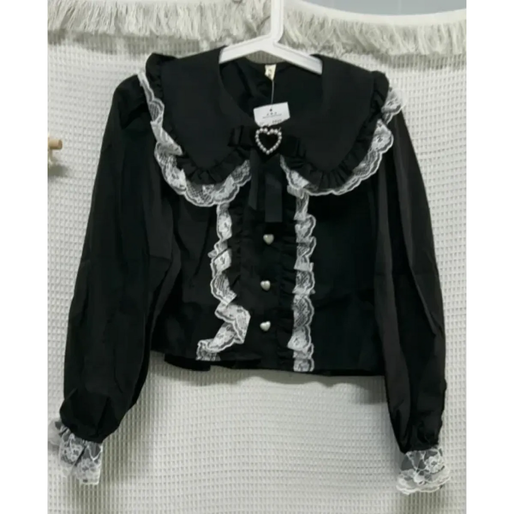 Sweet Harajuku Lace Ruffle Blouse - Women’s Clothing & Accessories - Shirts & Blouses - 11