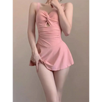 Ruched Knot One Piece Swimsuit – Sweet Kawaii Mini Dress Style - All Dresses - Sleeveless - Swimwear - 2