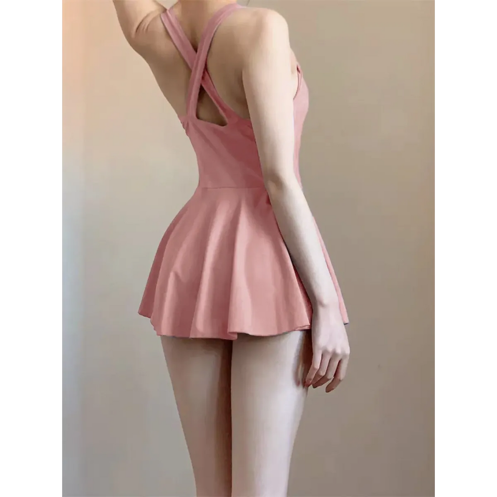 Ruched Knot One Piece Swimsuit – Sweet Kawaii Mini Dress Style - All Dresses - Sleeveless - Swimwear - 3