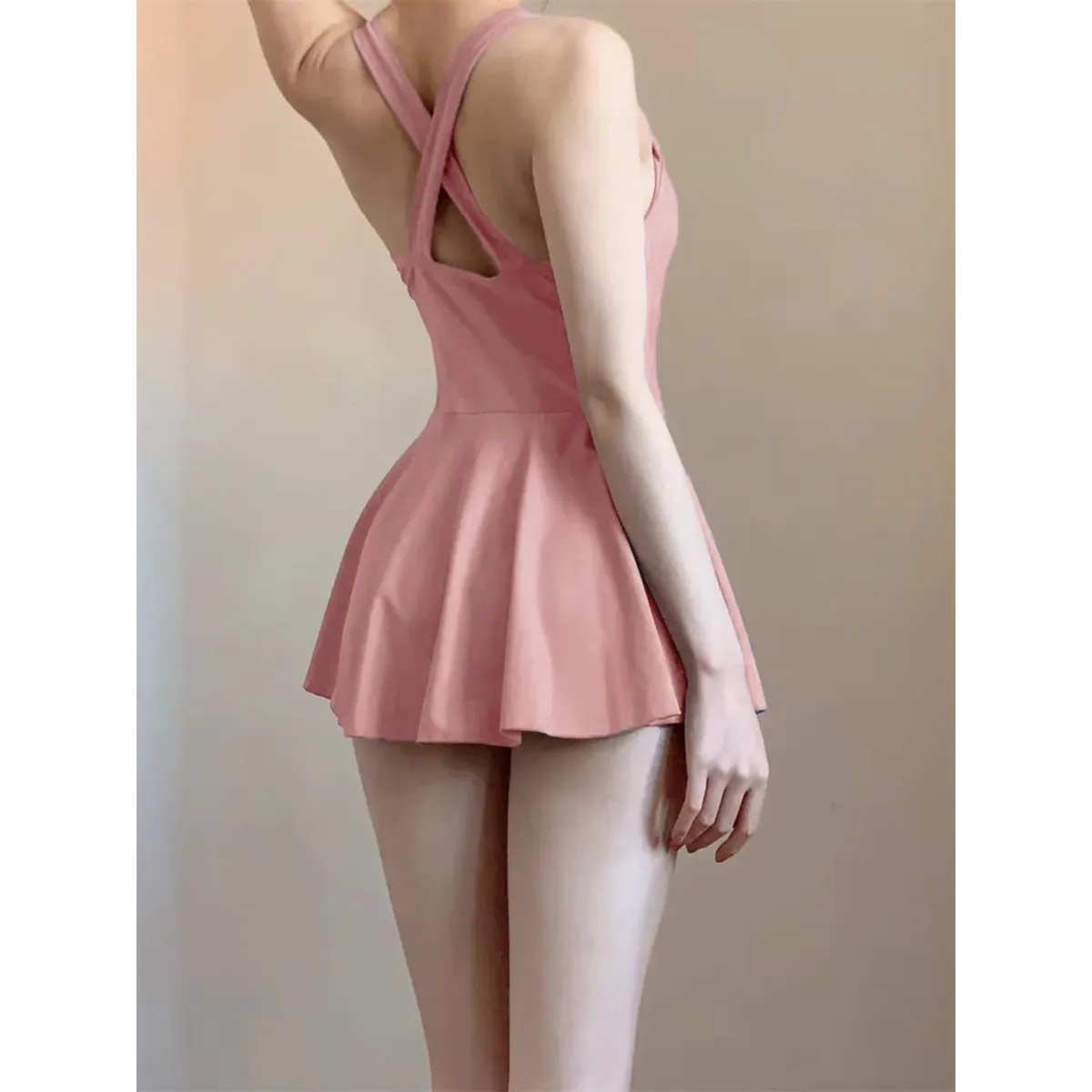 Ruched Knot One Piece Swimsuit – Sweet Kawaii Mini Dress Style - All Dresses - Sleeveless - Swimwear - 3