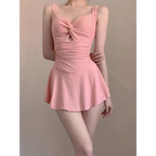 Ruched Knot One Piece Swimsuit – Sweet Kawaii Mini Dress Style - All Dresses - Sleeveless - Swimwear - 4