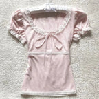 Sweet Lace Puff Sleeve T-Shirt - T-Shirts - T-Shirts - 2